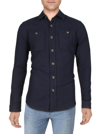Shop Club Room Chamois Mens Cotton Short Shirt Jacket In Blue
