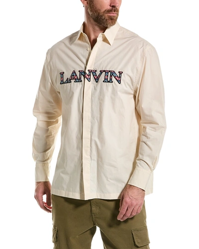 Shop Lanvin Embroidered Front Shirt In Beige