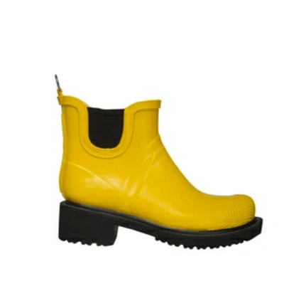 Shop Ilse Jacobsen Short Rubberboot High Heel In Cyber Yellow In Multi
