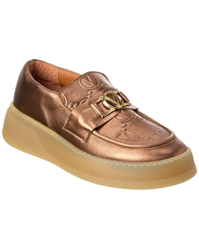 Valentino By Mario Valentino Elvira Monogram Leather Loafer In Gold ModeSens