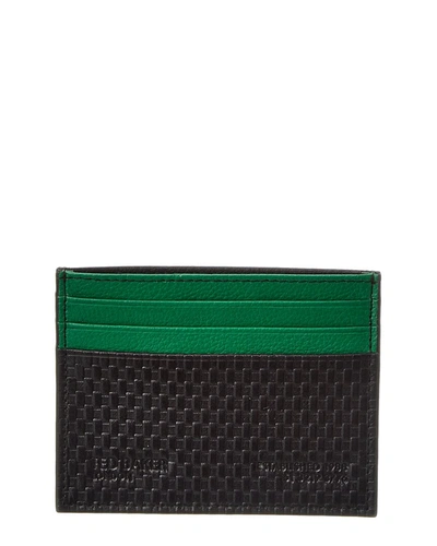 Shop Ted Baker Dirk Texture Leather Card Holder In Green