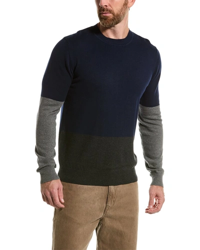 Shop Loft 604 Colorblocked Wool Crewneck Sweater In Blue