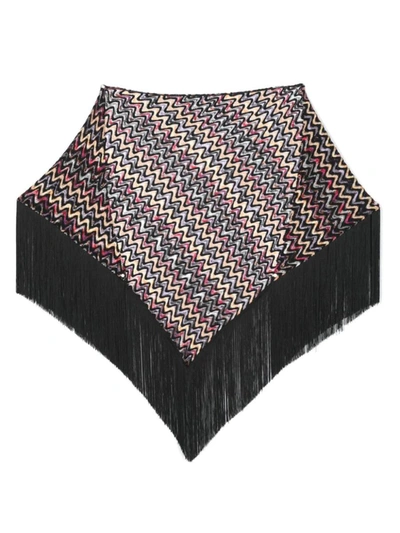 Shop Missoni Sport Missoni Triangle Wool Blend Scarf In Black