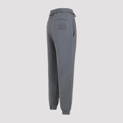 Shop Miu Miu Cotton Track Pants In Grey