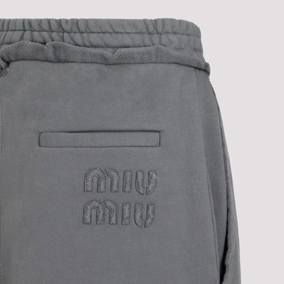 Shop Miu Miu Cotton Track Pants In Grey