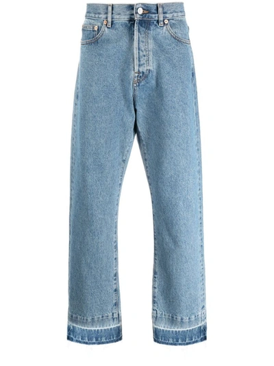 Shop Valentino Denim Cotton Jeans In Clear Blue
