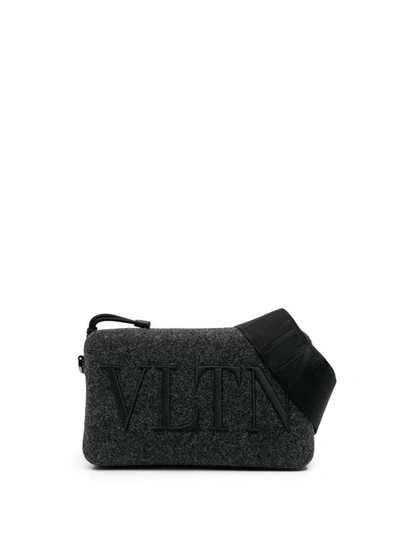 Shop Valentino Garavani Vltn Crossbody Bag In Grey