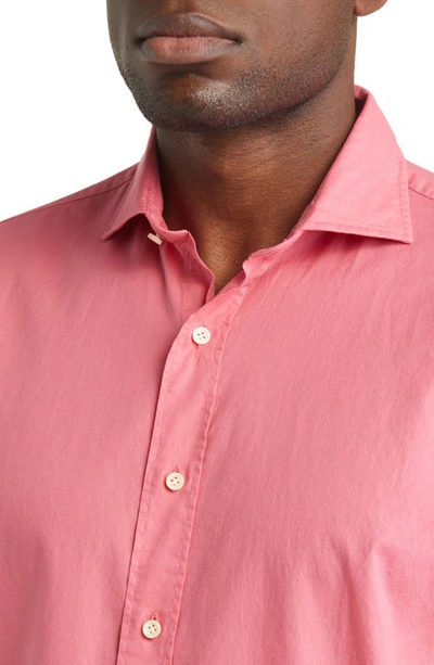 Shop Peter Millar Crown Crafted Sojourn Garment Dye Button-up Shirt In Red Pear