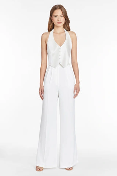 Shop Amanda Uprichard Isadore Jumpsuit With Satin In Ivory