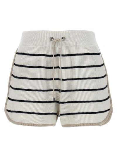 Shop Brunello Cucinelli Striped Shorts In White