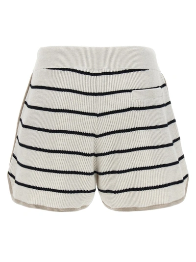 Shop Brunello Cucinelli Striped Shorts In White