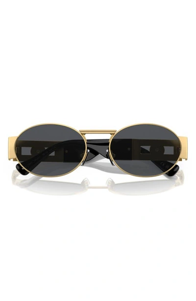 Shop Versace 56mm Oval Sunglasses In Dark Grey