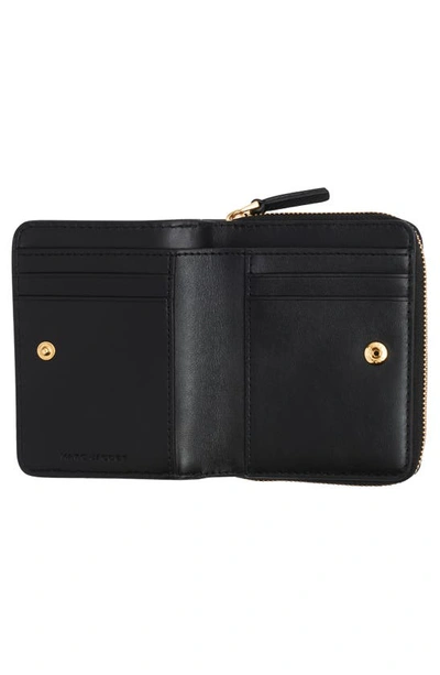 Marc Jacobs The Mini Black Wallet With Engraved Logo On The Front In Hammered Leather Woman In Black