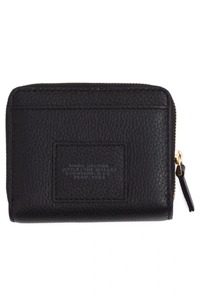 Marc Jacobs The Mini Black Wallet With Engraved Logo On The Front In Hammered Leather Woman In Black