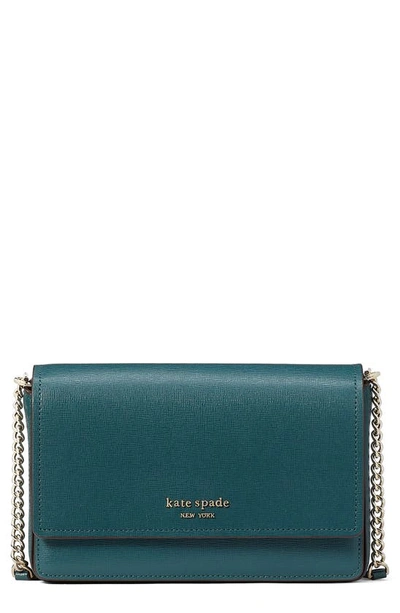 Shop Kate Spade Morgan Leather Wallet On A Chain In Artesian Green