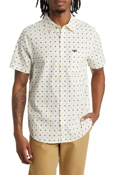 Shop Brixton Charter Regular Fit Tropical Short Sleeve Button-up Shirt In Off White/ Straw/ Dark Earth