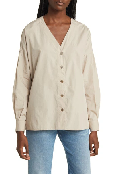 Shop Closed Button Front Organic Cotton Shirt In Plaster Beige