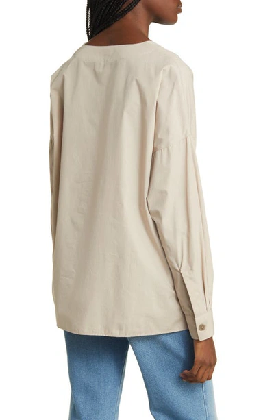 Shop Closed Button Front Organic Cotton Shirt In Plaster Beige