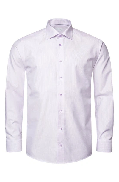 Shop Eton Slim Fit Non-iron Check Stretch Dress Shirt In Lt/ Pastel Purple