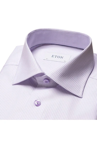 Shop Eton Slim Fit Non-iron Check Stretch Dress Shirt In Lt/ Pastel Purple