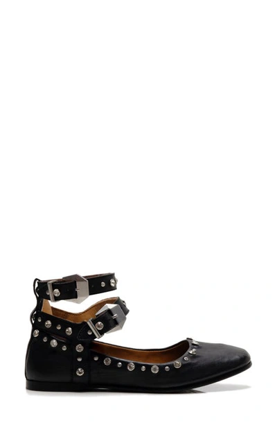 Shop Free People Mystic Diamante Ankle Strap Flat In Black