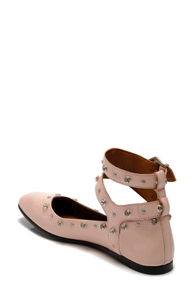 Shop Free People Mystic Diamante Ankle Strap Flat In Frost Pink Leather