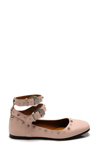 Shop Free People Mystic Diamante Ankle Strap Flat In Frost Pink Leather