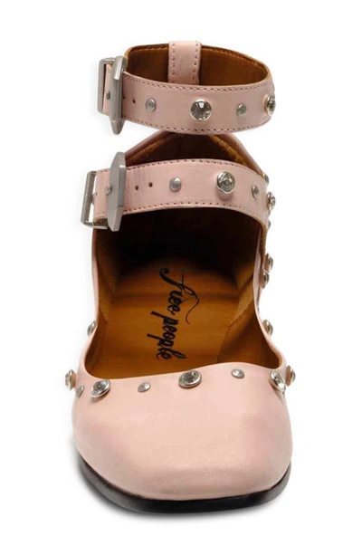 Free People Mystic Diamante Ankle Strap Flat In Frost Pink Leather