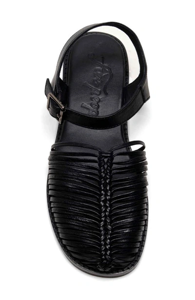 Shop Free People Frankie Fisherman Sandal In Black Leather