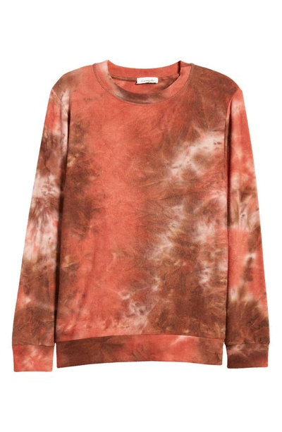Loveappella Tie Dye Long Sleeve Hacci Knit Top In Cinnamon