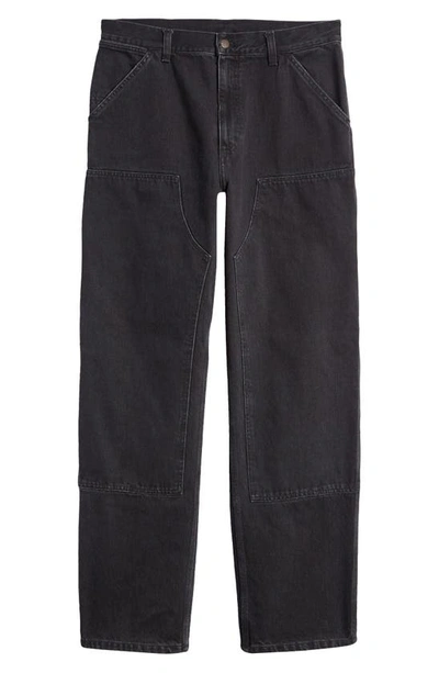 Shop Carhartt Double Knee Work Jeans In Black Stone Washed