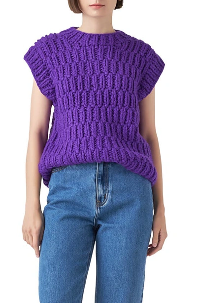 Shop English Factory Chunky Cap Sleeve Sweater In Purple