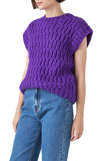 Shop English Factory Chunky Cap Sleeve Sweater In Purple
