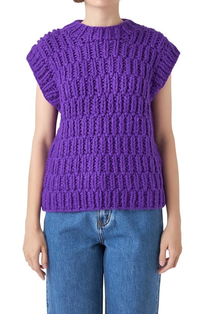 English Factory Chunky Cap Sleeve Sweater In Purple