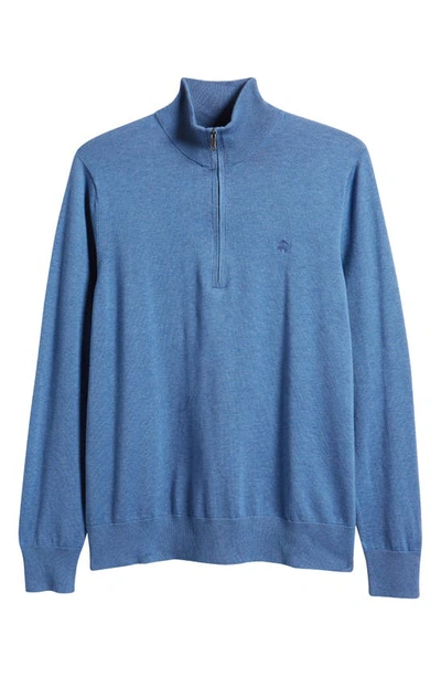 Shop Brooks Brothers Half Zip Supima® Cotton Sweater In Dark Blue Heather