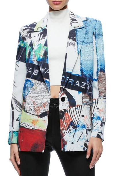 Shop Alice And Olivia Denny Mixed Print Blazer In Confidential