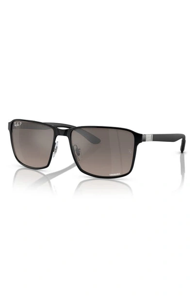 RAY BAN CHROMANCE 55MM POLARIZED SQUARE SUNGLASSES 