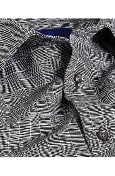 David Donahue Trim Fit Check Dress Shirt In Black