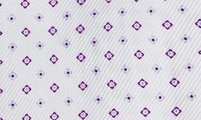 Shop David Donahue Trim Fit Geometric Print Dress Shirt In White/ Purple