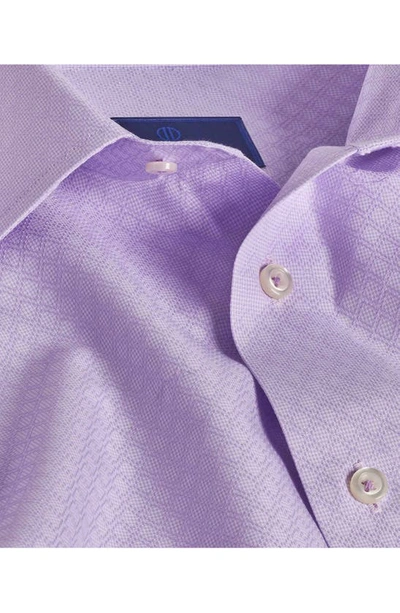Shop David Donahue Trim Fit Luxury Non-iron Dobby Microcheck Dress Shirt In Lilac
