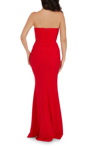 Shop Dress The Population Fernanda Strapless Evening Gown In Rouge