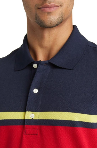 Shop Brooks Brothers Stripe Long Sleeve Cotton Polo In Navy Multi