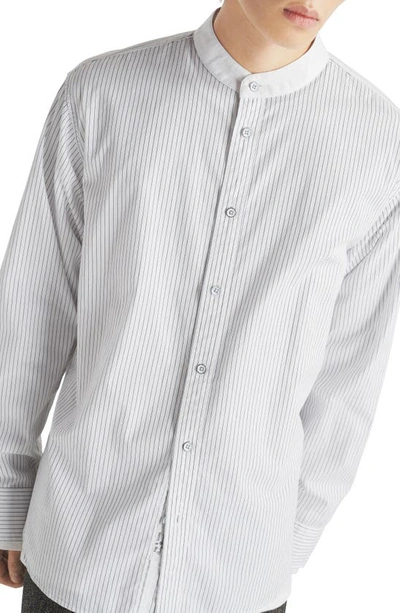 Rag & Bone Landon Oversize Band Collar Button-up Shirt In Navystrp