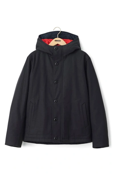 Shop Rag & Bone Rowan Hooded Wool Blend Deck Jacket In Nvyred