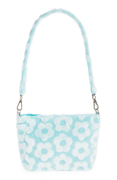 Shop Capelli New York Kids' Floral Faux Fur Shoulder Bag In Mint