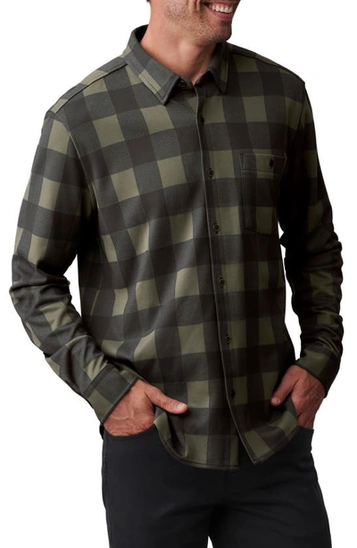 Shop Rhone Check Flannel Button-up Shirt In Lichen Green Buffalo Check