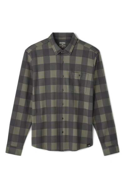 Shop Rhone Check Flannel Button-up Shirt In Lichen Green Buffalo Check