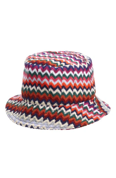 Shop Missoni Chevron Stripe Wool Blend Knit Bucket Hat In Purple Multi