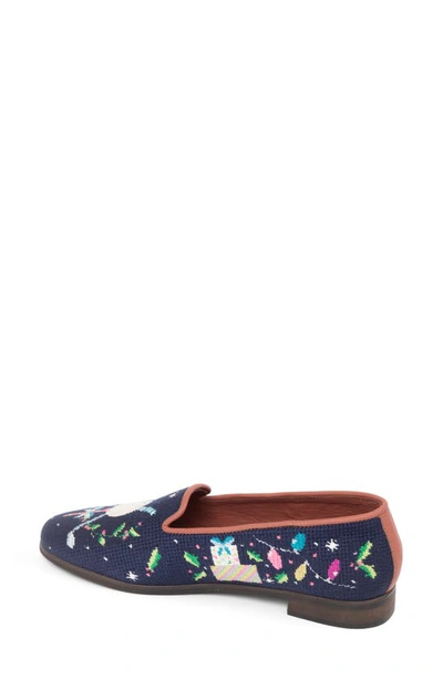 Shop Bypaige Needlepoint Christmas Golf Flat In Blue
