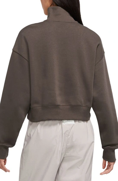 Shop Nike Sportswear Phoenix Fleece Crop Sweatshirt In Bq Brown/ Sail
